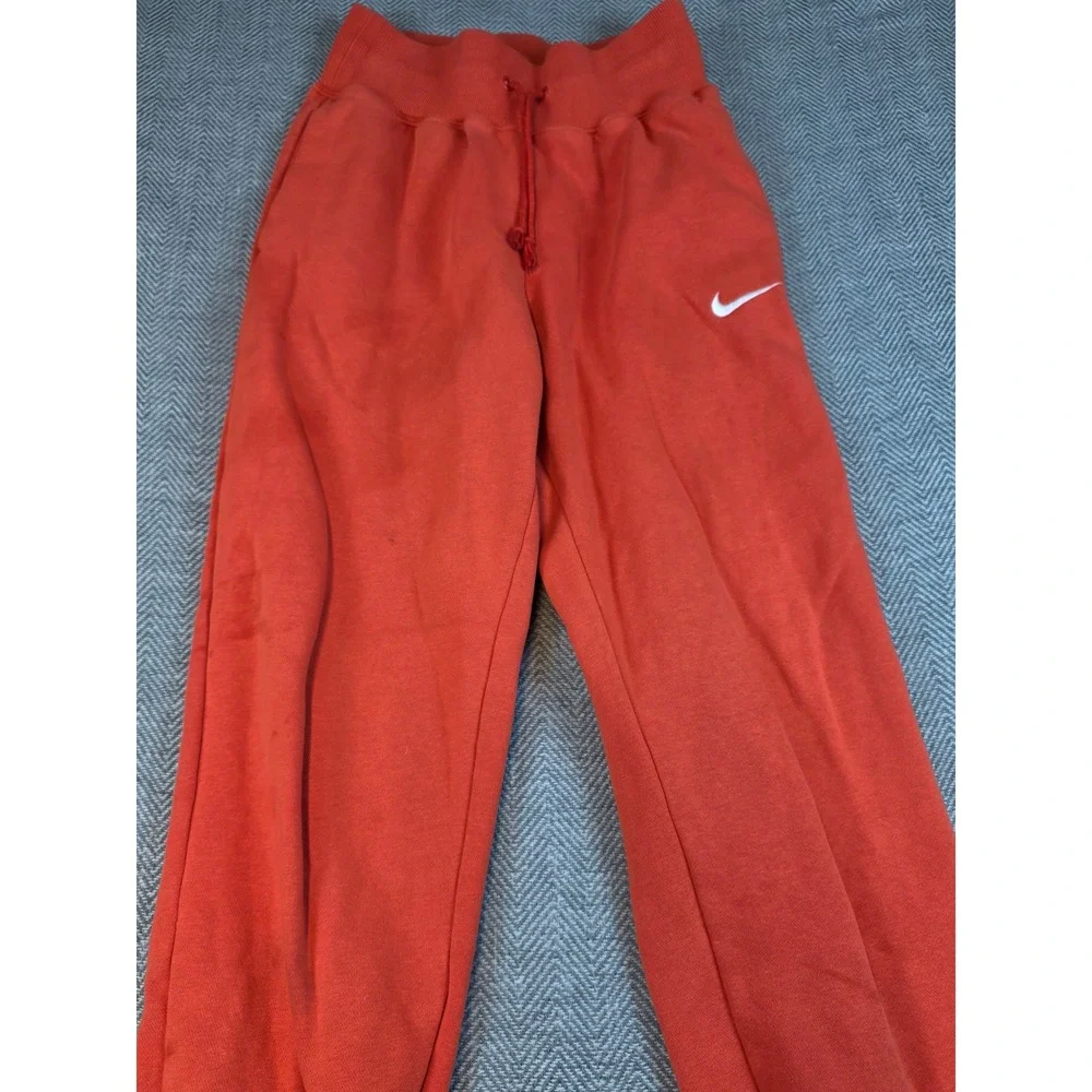 Nike Sportswear Orange Fleece Jogger Sweatpants XS Embroidered Swoosh Logo